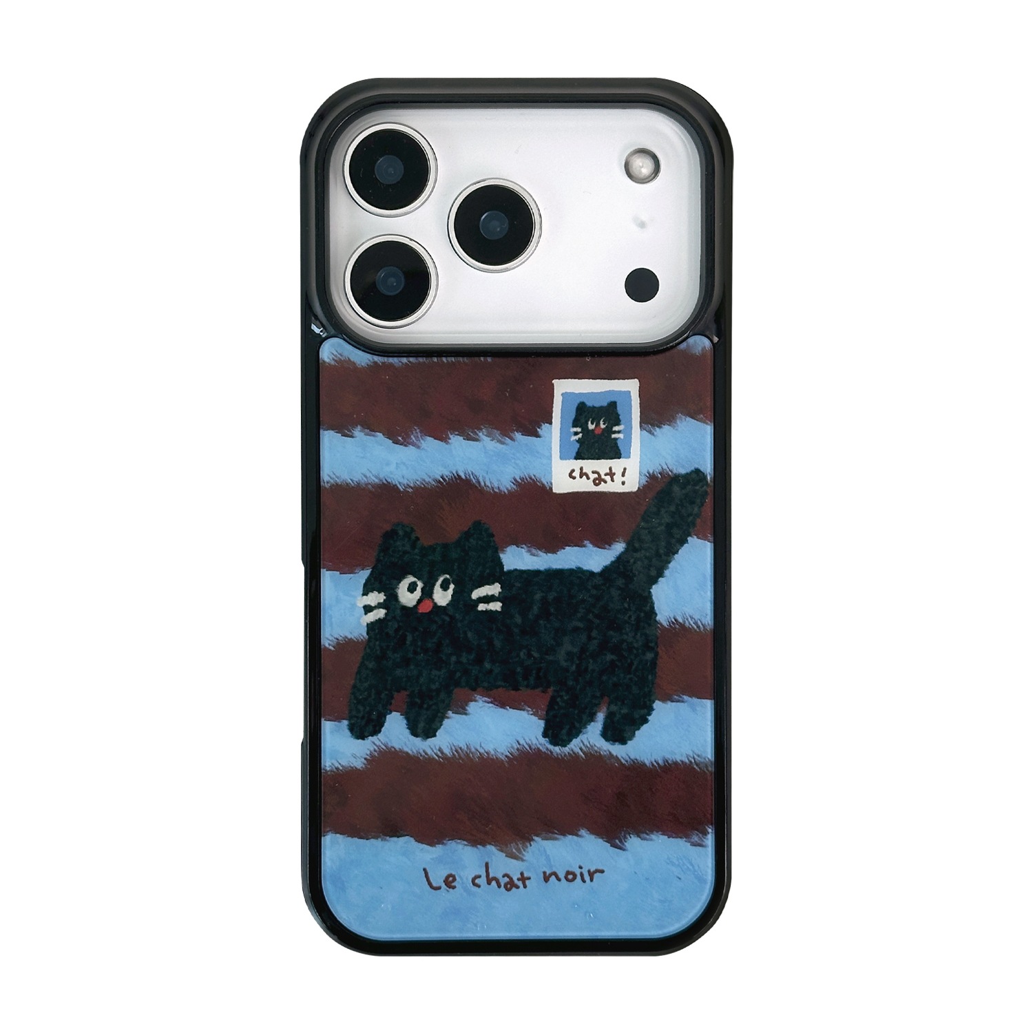 [ iPhone 17 / 17 Pro / 17e / 16e 用] ふわふわ 黒ねこ MagSafe対応 グロッシーケース