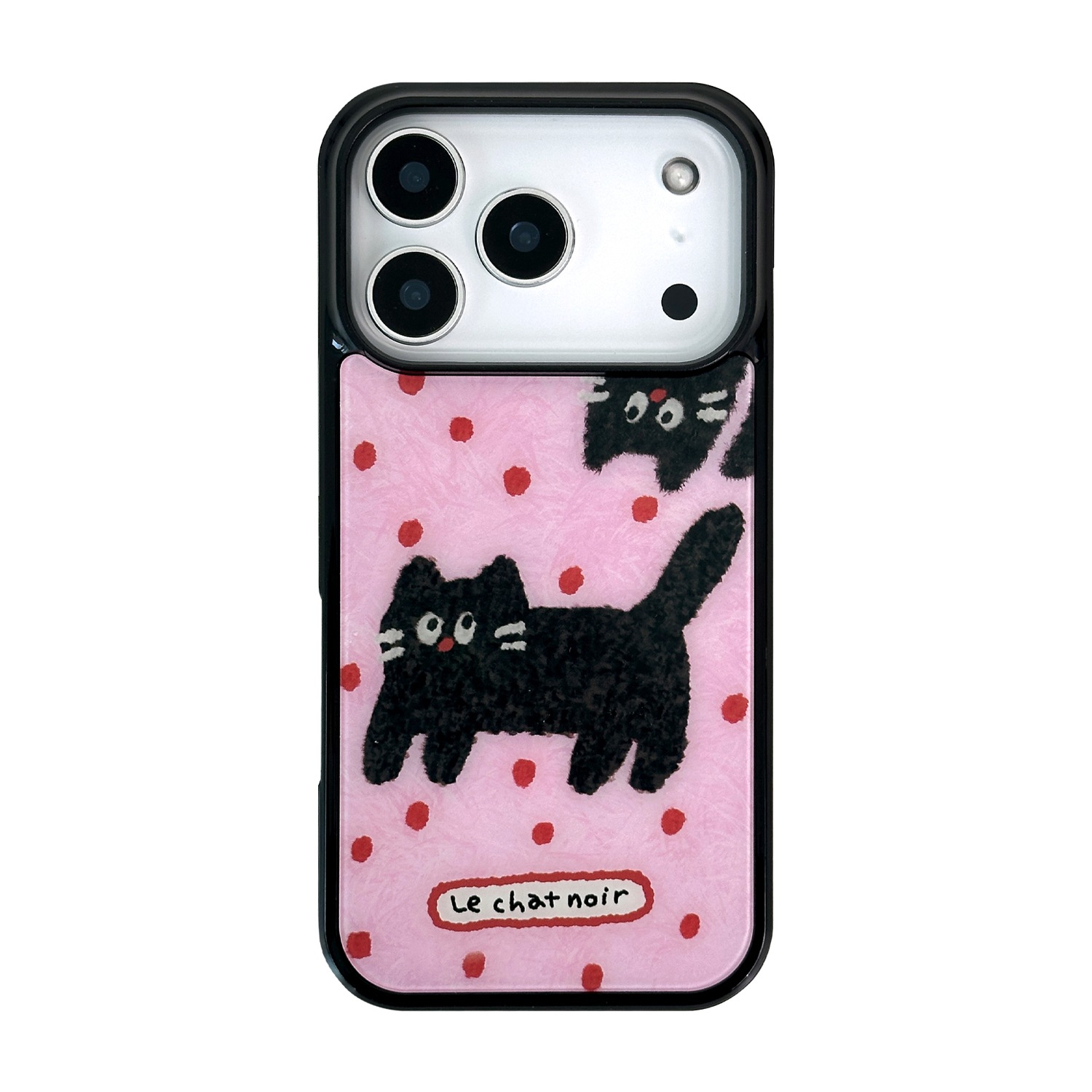 [ iPhone 17 / 17 Pro / 17e / 16e 用] ふわふわ 黒ねこ MagSafe対応 グロッシーケース