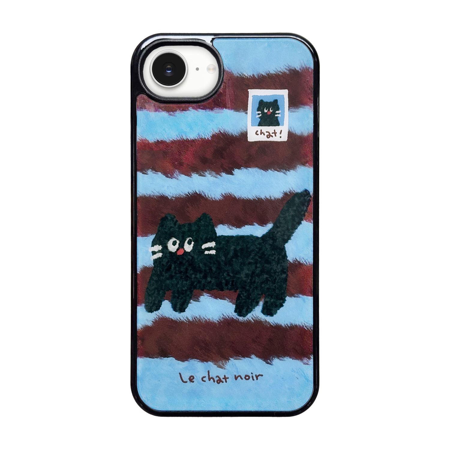 [ iPhone 17 / 17 Pro / 17e / 16e 用] ふわふわ 黒ねこ MagSafe対応 グロッシーケース