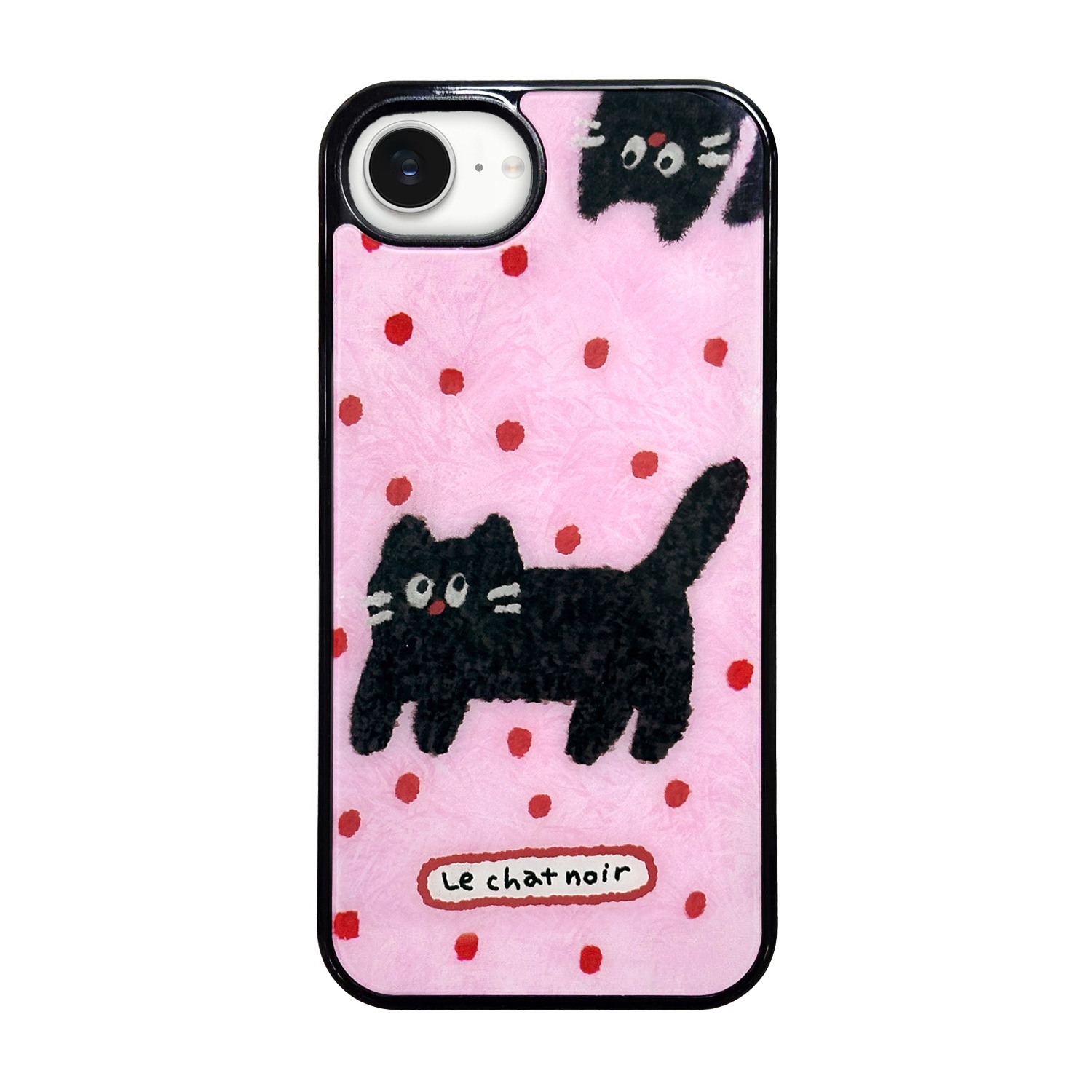 [ iPhone 17 / 17 Pro / 17e / 16e 用] ふわふわ 黒ねこ MagSafe対応 グロッシーケース