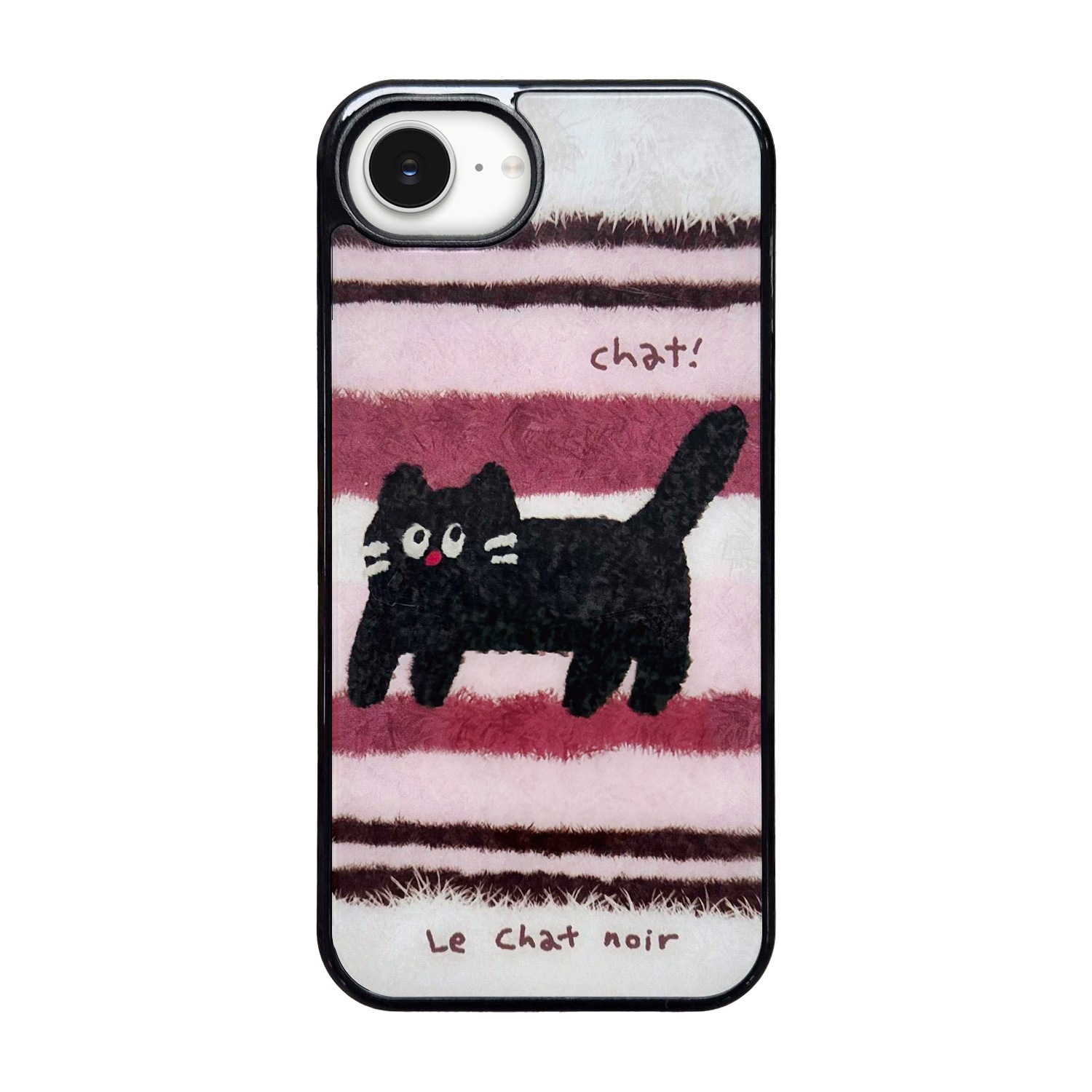 [ iPhone 17 / 17 Pro / 17e / 16e 用] ふわふわ 黒ねこ MagSafe対応 グロッシーケース