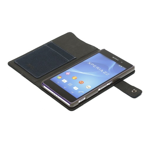 【Xperia Z2】Zenus Cambridge Diary (ケンブリッジダイアリー) ファブリック ポリカーボネート スナップボタン スタンド機能付 卓上ホルダ対応