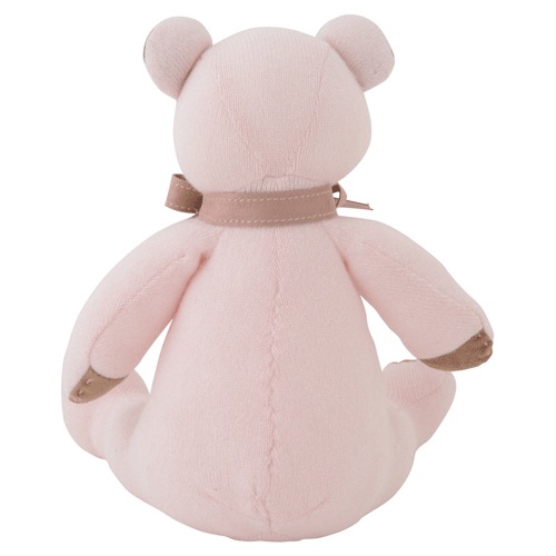 高級カシミヤ製テディベア。上品な淡いピンク色のローズ・パパベア