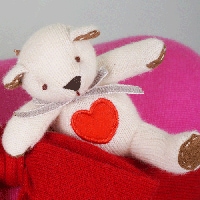 高級カシミヤ100%の絆結びハート・クッションとハート・ミニベア・カップル【12cm】|●MyCASHMERE home インテリア/ファッション雑貨