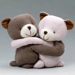 高級カシミヤ製の縁結びハグベア。 チョコ＆ローズ・ビッグ・ハグベア♪【24cm】|ビッグ・ハグベアH24cm|●ハグベア　ぎゅっとハグして離れないベア