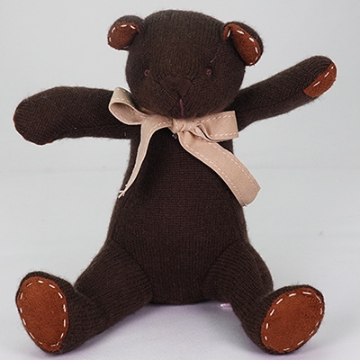 作家物　焦茶色　テディベア　ネイビーリボン 37cm 松阪木綿 テディベア 特大 アサギ紺 | すべての商品 | おかげ横丁公式