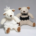 高級カシミヤ製のウェディングベア。幸せをもたらすカップル・ベビーベア【15cm】(#23)|●ウェディング・ベア　一生の思い出
