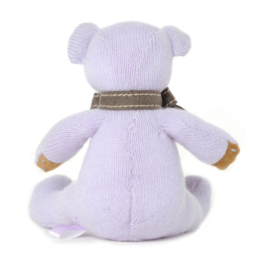 名入れ刺しゅうで、世界にひとつのカシミヤ・テディベア。ラベンダー色