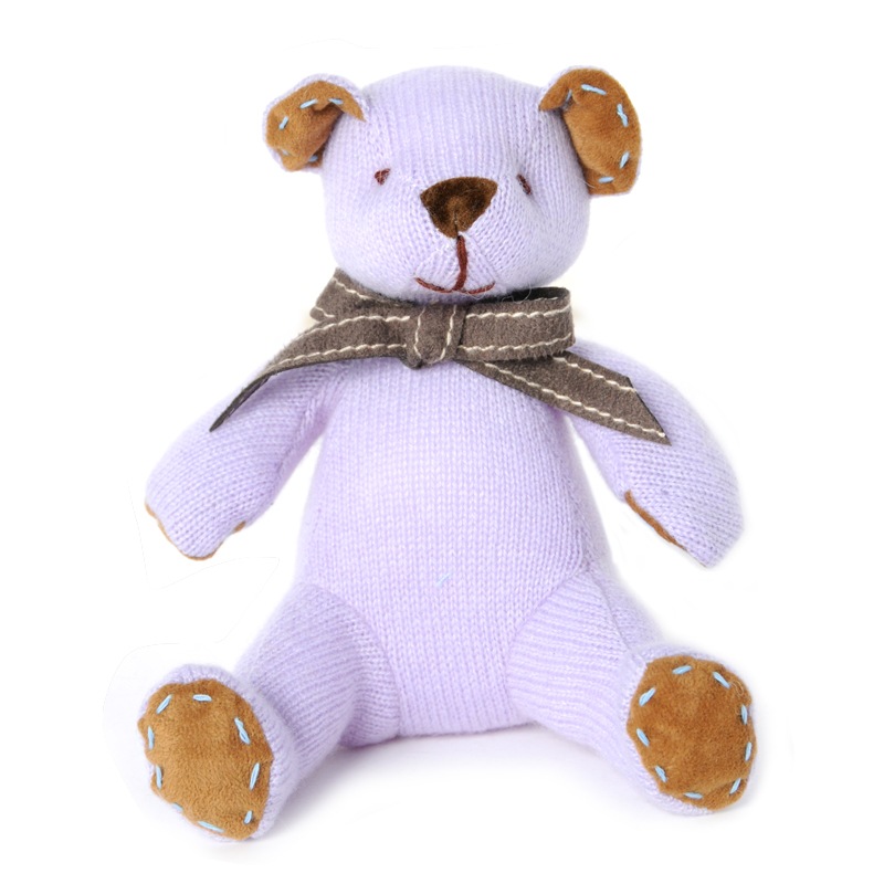 名入れ刺しゅうで、世界にひとつのカシミヤ・テディベア。ラベンダー色