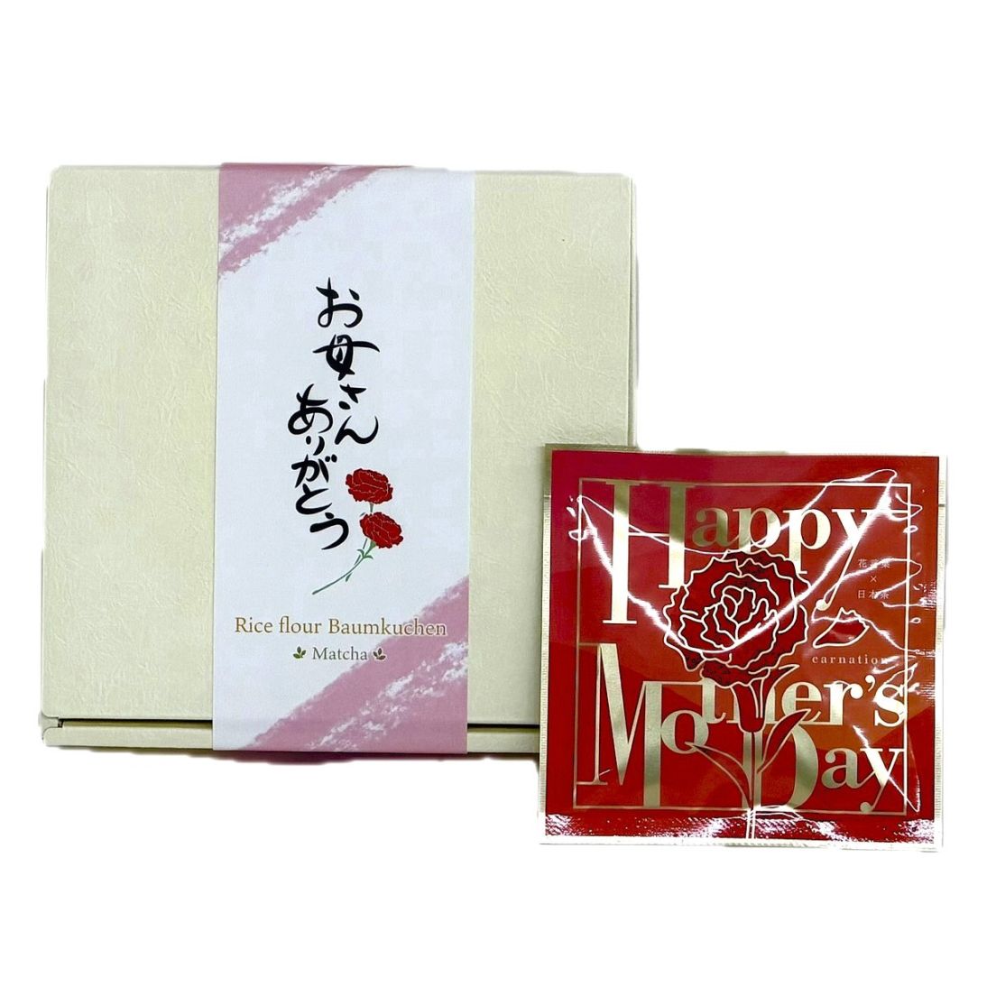 【母の日限定】煎茶と米粉バウムクーヘンセット（抹茶）