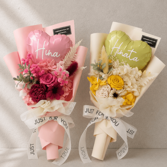プリザーブドフラワーのハートバルーンブーケ
