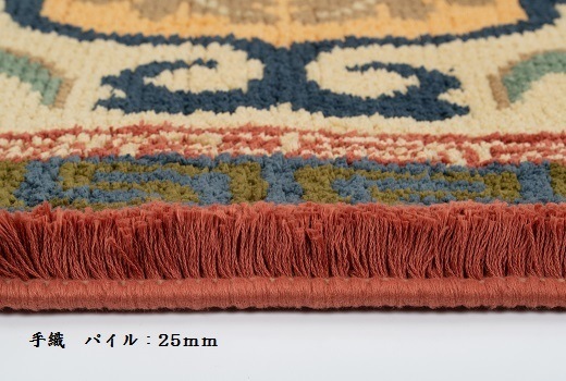 唐草芍薬文縁二重雷文/灰地緑