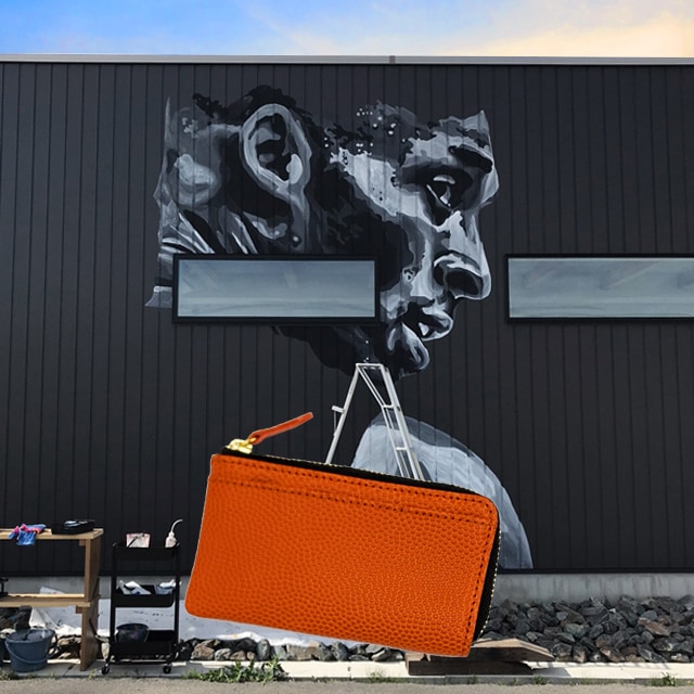 バスケットボール　長財布　レザージー/leather-g バスケ革の長財布 メンズ レディース l字ファスナー スポーツ