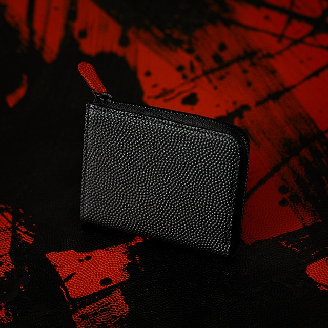 バスケットボール素材を使ったバスケコンパクト財布 【Leather