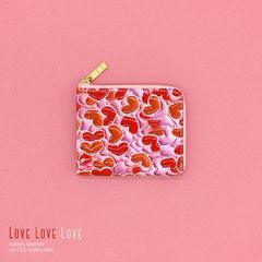 【ハートがいっぱい詰まった財布】イタリアンレザー エナメル コンパクト 財布 レディース【ca-505-lovelovelove】