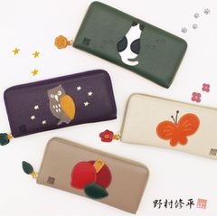 野村修平/ナダヤ】猫 二つ折り財布 本革 [nom-58201]