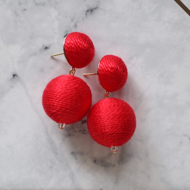 レザージー×1891】受注生産 バスケ ボンボン ピアス or イヤリング ※名