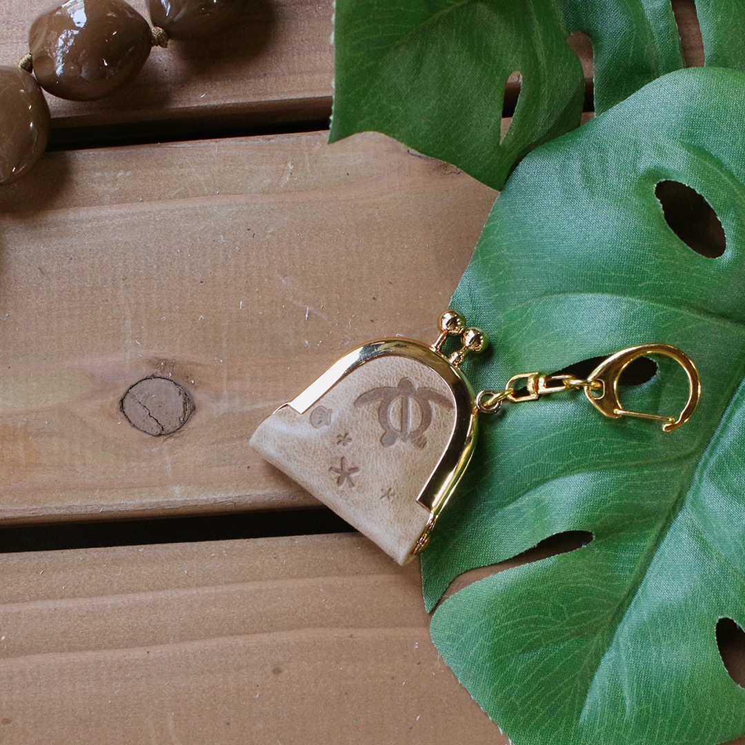 梢の錦　井口海山　木製茶杓 手彫り装飾 専用ケース付き ご百縁ホルダー ver.hanalei ホヌ がま口 コインケース ナダヤ [ha-815]