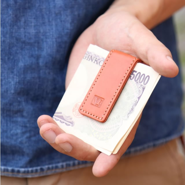 レザージー/leather-g】イタリアンレザーマネークリップ［CA-554］