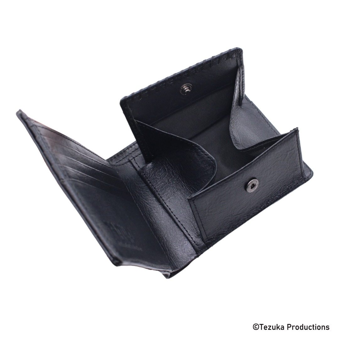 ブラック　 折り財布 お勧め 12cm kannon ガマグチ 二つ折り財布 ブラック×マットシルバー【受注生産