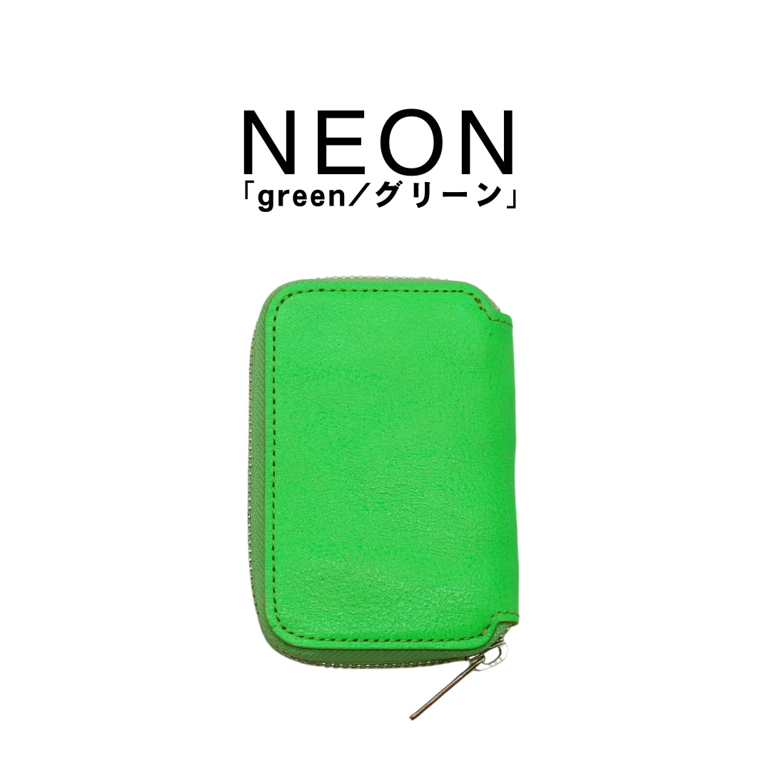 mu】本革 Rファスナー コンパクト財布 【NEON】［mu-75030］