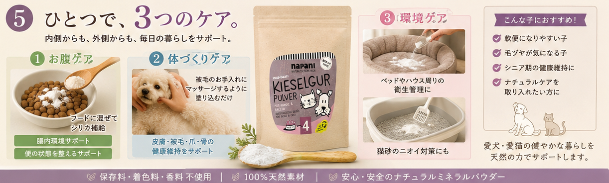 キーゼルグア 珪藻土パウダー 犬＆猫用(Kieselgur) | 犬用カスタマイズ