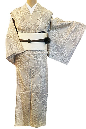 正絹単衣紬「松皮菱に麻の葉七宝」 | 種類から探す,紬 | きもの