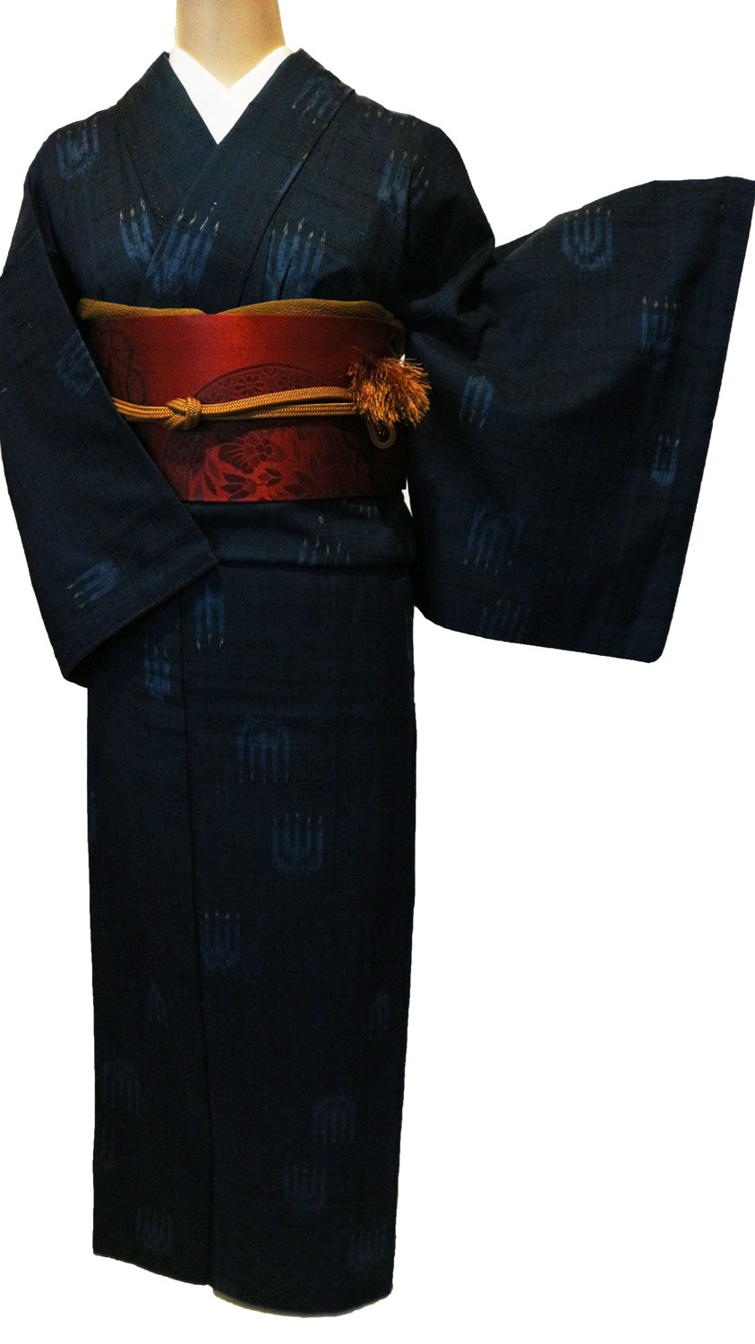 小紋　フルセット　ぜんまい　紬　着物　絹　ストライプ　かっこいい　おしゃれ 小紋 フルセット ぜんまい 紬 着物 絹 ストライプ かっこいい おしゃれ