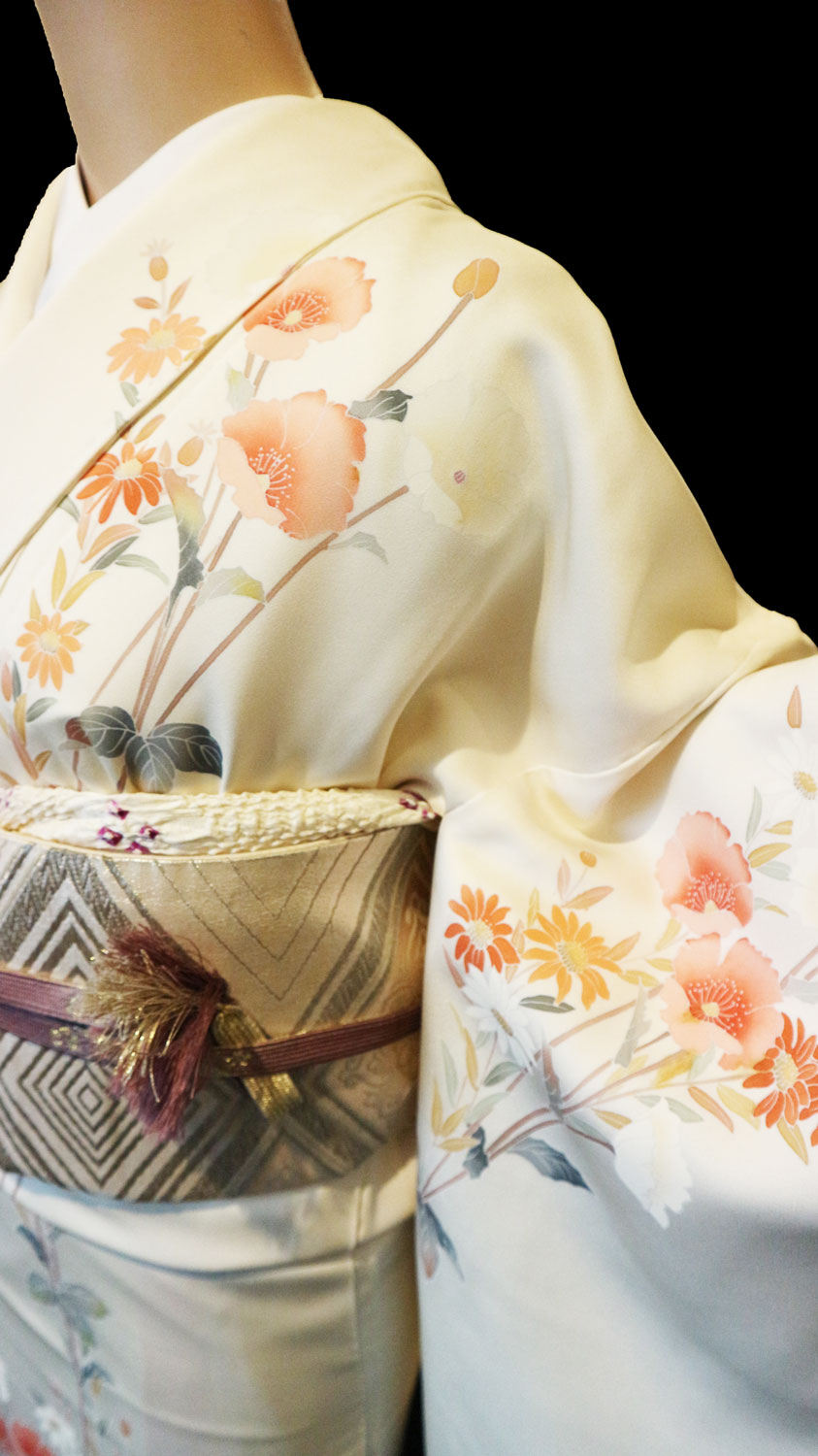 未着用　付け下げ　刺繍　菊　松　七宝　鹿の子　金糸　着物　112a d 未着用 付け下げ 刺繍 菊 松 七宝 鹿の子 金糸 着物 112a d 未着用 付け