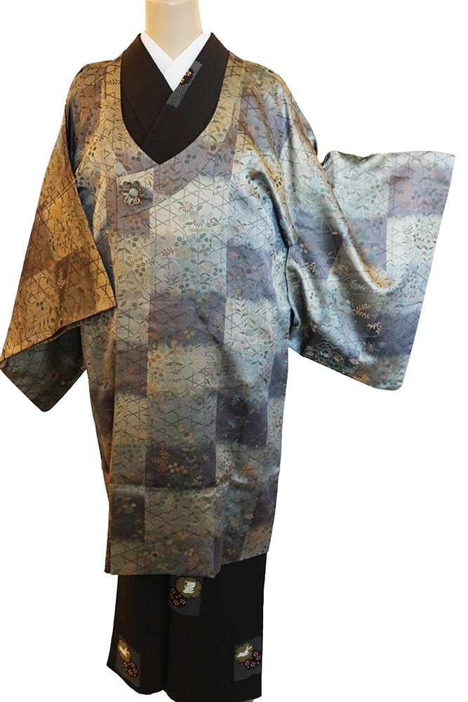 正絹千代田衿逸品コート「お召し 網代に総柄花」 | すべての商品 