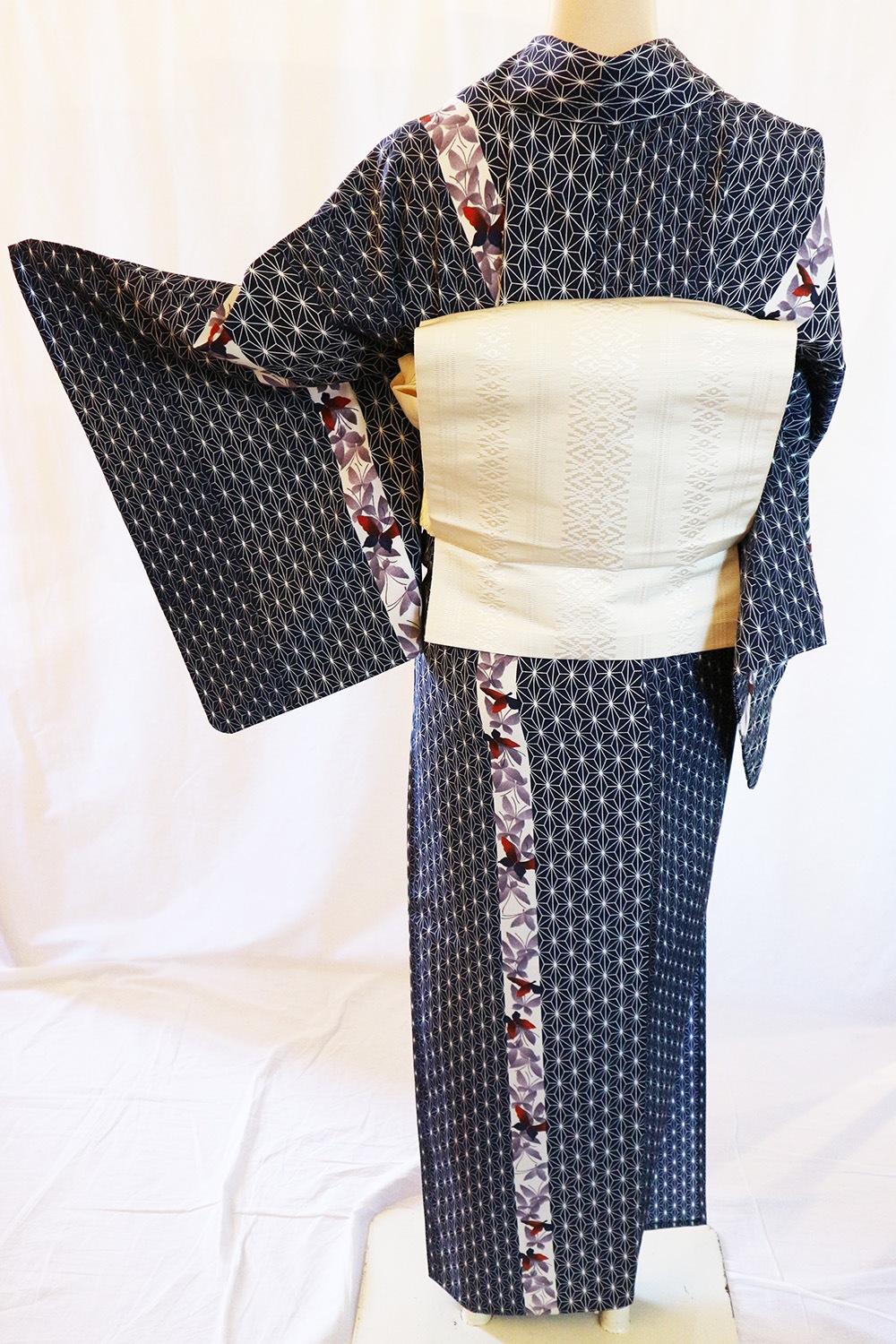 京やI504 紗のきもの 洗える着物 ほそ 小紋 洗える夏の紗 縦縞文様