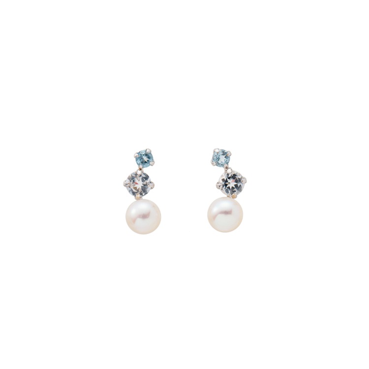 白妙◆ハートカービング アクアマリン×プレシャスオパールピアス✧淡水パール Tar Tar アクアマリン&淡水パール イヤリング/ピアス[ローラ