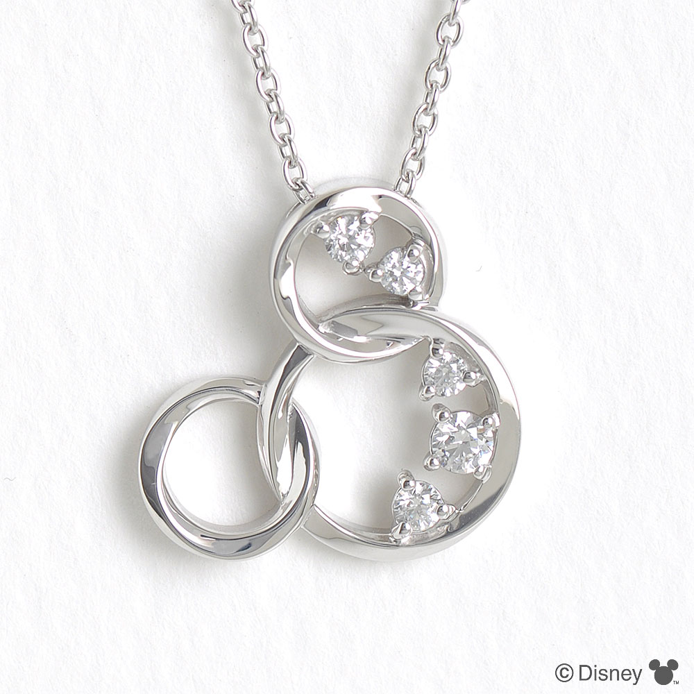 ディズニー] ミッキー / シルバー キュービック ペンダント ネックレス