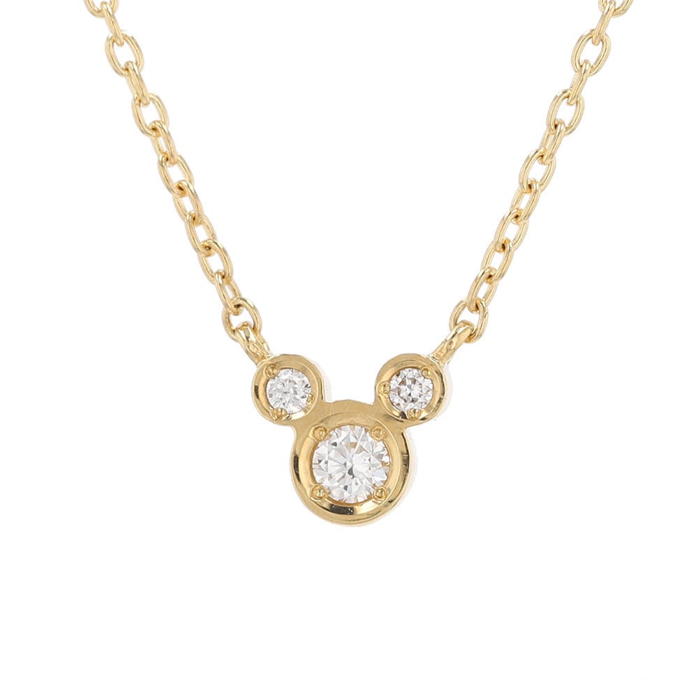 ディズニー] ミッキー ペンダント ネックレス ダイヤモンド 18金