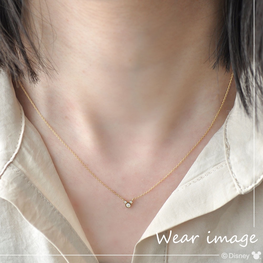 Disney ゴールド ネックレス ダイヤモンド ディズニー ミッキー ダイヤモンド プチ ペンダント K18 ゴールド