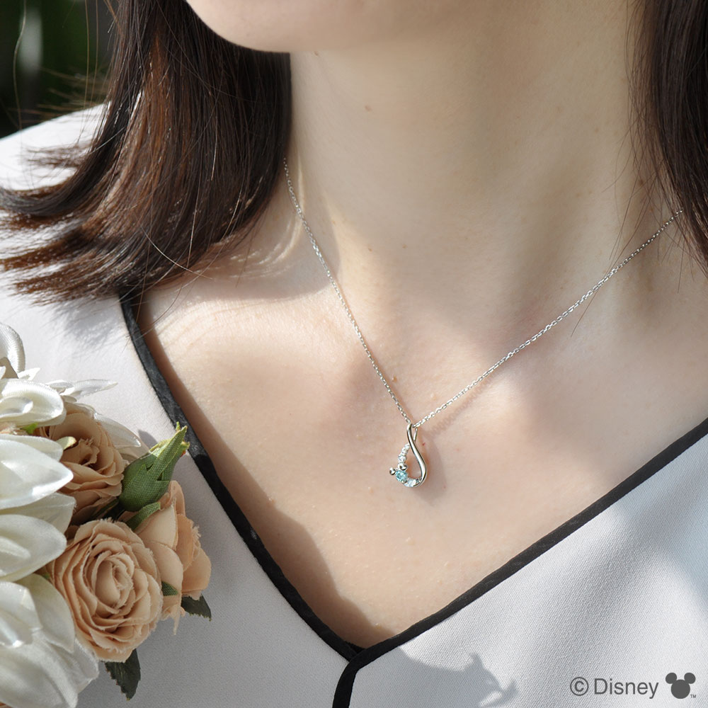 ディズニー] ミッキー ペンダント ネックレス シルバー キュービック