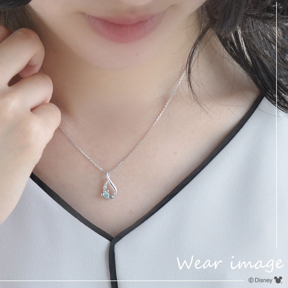 ディズニー] ミッキー ペンダント ネックレス シルバー キュービック