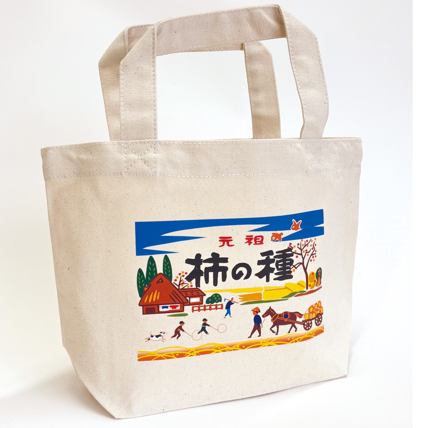 元祖　柿の種ランチトートバッグ（田舎柄）