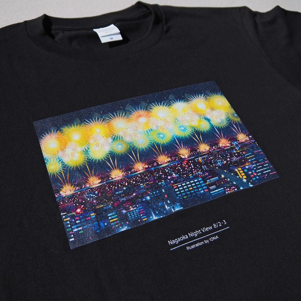 長岡の夜景8/2・3Tシャツ (ブラック)