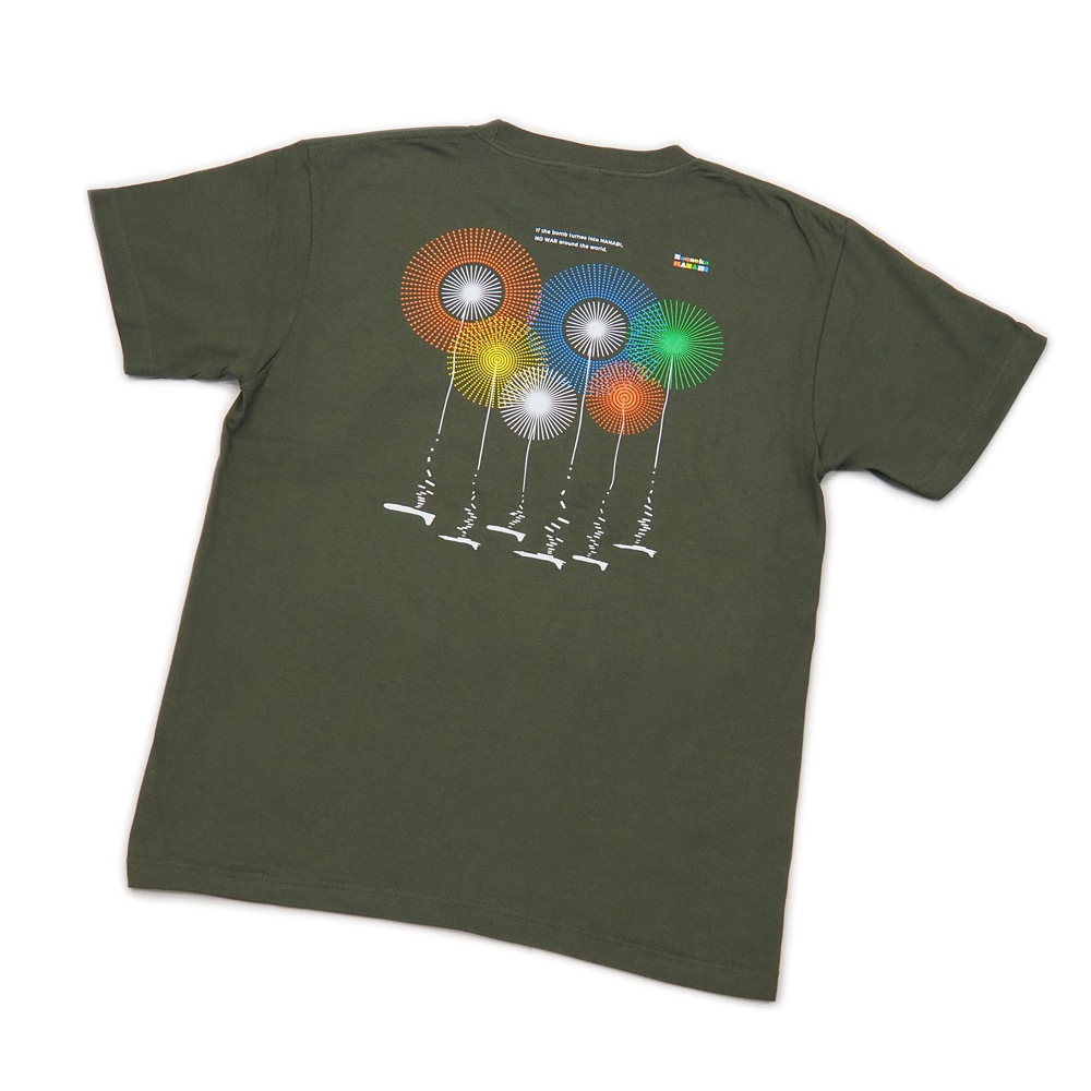 上げよう平和の花火 Tシャツ (アーミーグリーン)
