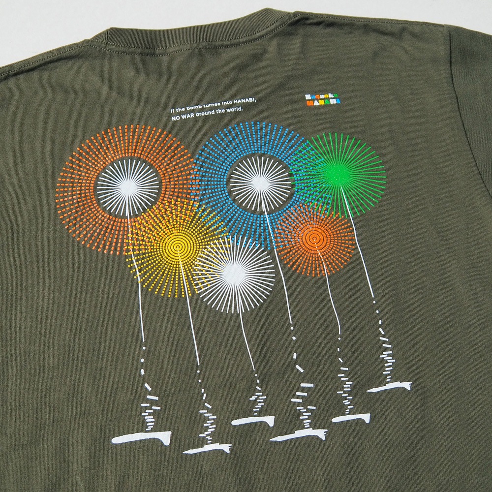 上げよう平和の花火 Tシャツ (アーミーグリーン)