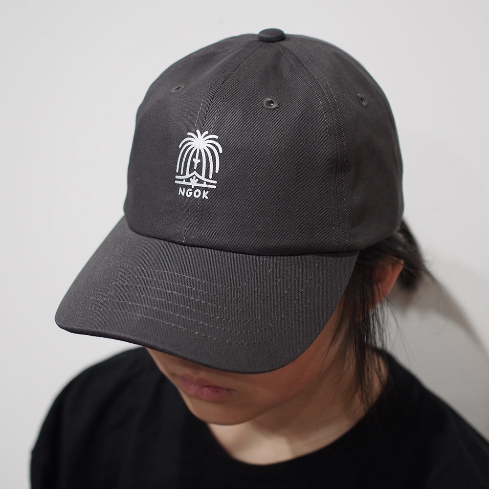 正三尺玉と長生橋コットンツイルキャップ【スモーキーブラック】