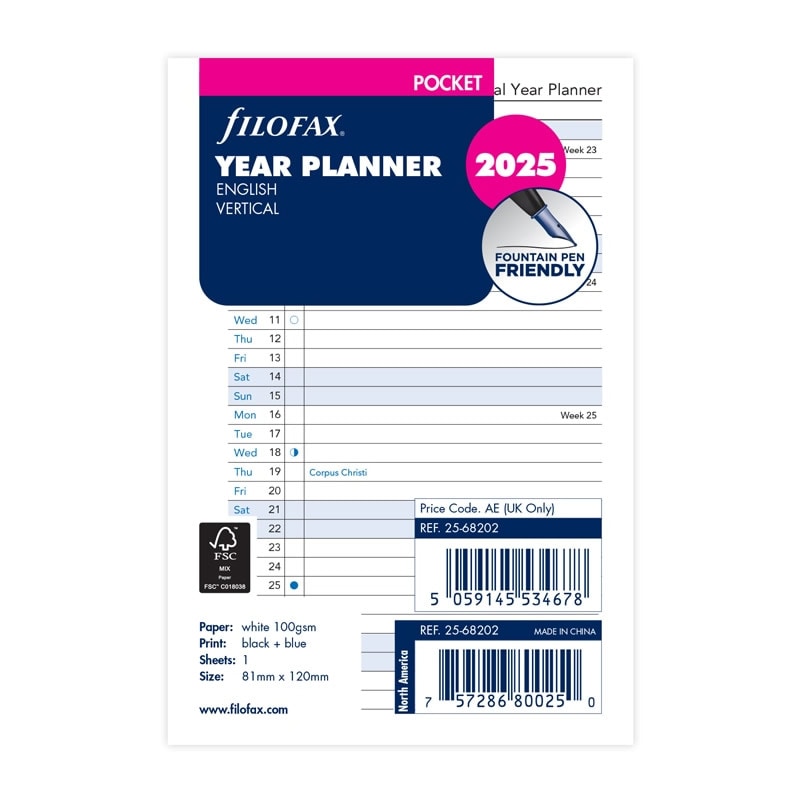 FILOFAX 2025年 システム手帳リフィル ミニ6穴 バーチカルイヤー