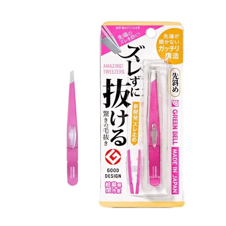グリーンベル ズレずに抜ける驚きの毛抜き 先斜め シャイニーピンク GT