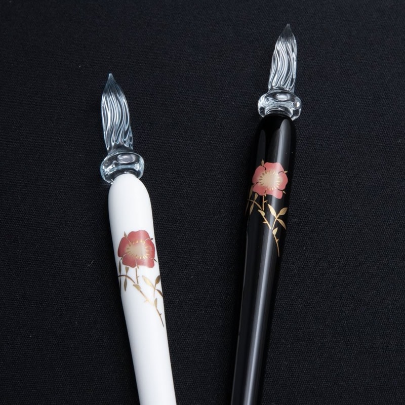 まつぼっくり(ガラスペン) ガラス工房 まつぼっくり ガラスペン 限定 蒔絵 タカネバラ 白軸