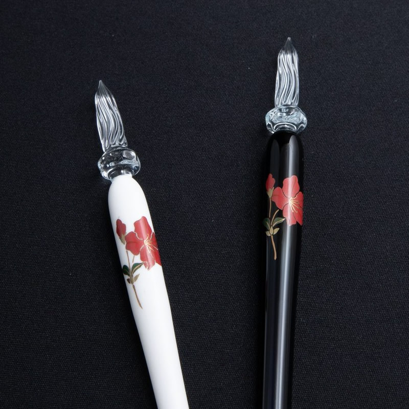 ガラス工房 まつぼっくり ガラスペン 限定 蒔絵 ミヤマキリシマ