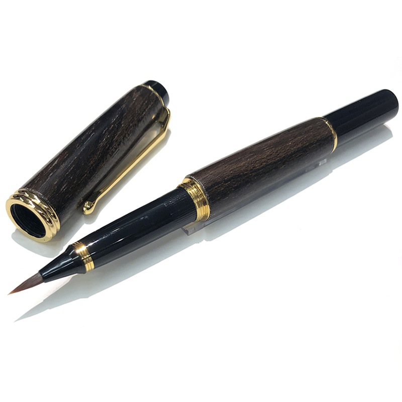 1点限り】くれ竹 本格 万年毛筆 夢銀河 限定木軸 タイガーウッド