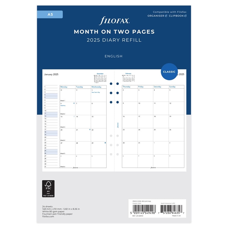 FILOFAX 2025ǯ �����ƥ��Ģ��ե��� A5 ������1���� 25-68510 �ե������ե��å���