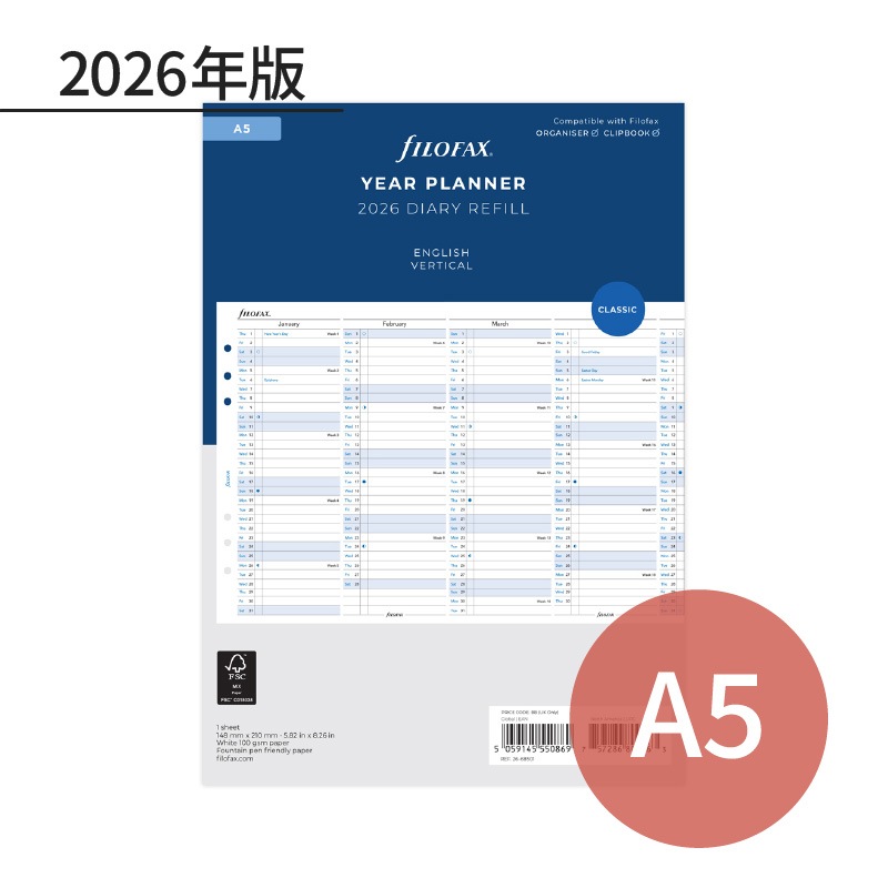 FILOFAX 2026ǯ �����ƥ��Ģ��ե��� A5 �С������륤�䡼�ץ��ʡ� 26-68501 �ե������ե��å���