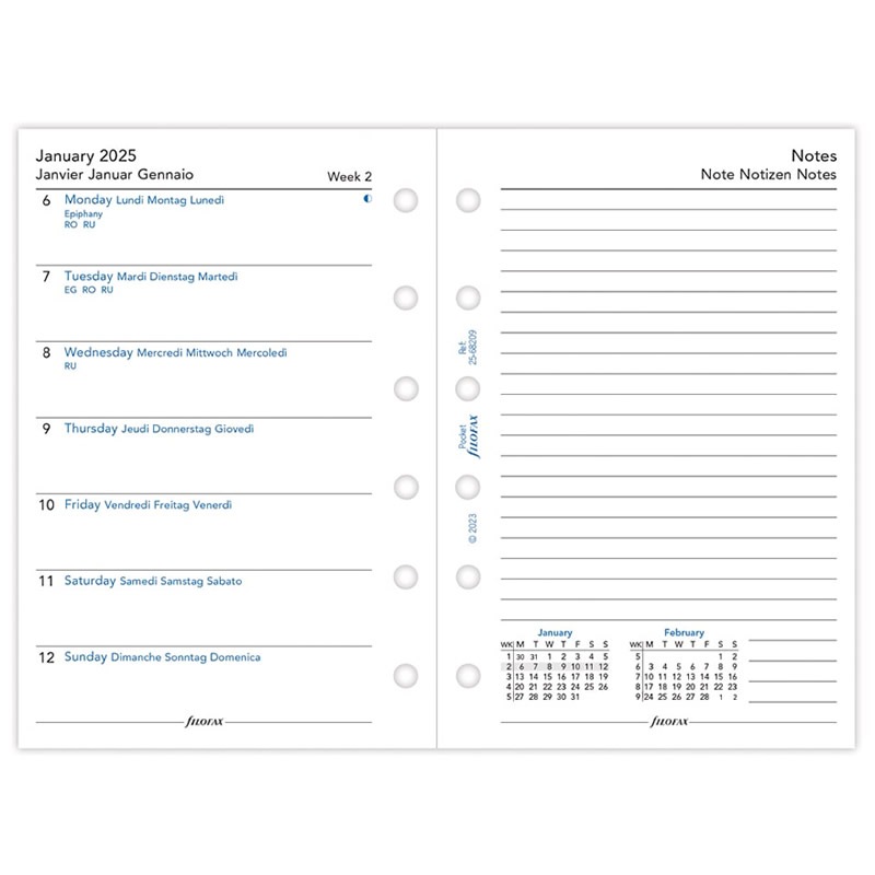 FILOFAX 2025ǯ ƥĢե ߥ6 1̥֡ 25-68209 եեå